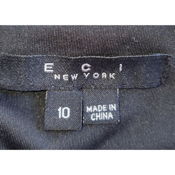 ECI New York Dress Spaghetti Strap Black White Pattern Sequin V Neck Size 10 - Picture 7 of 7